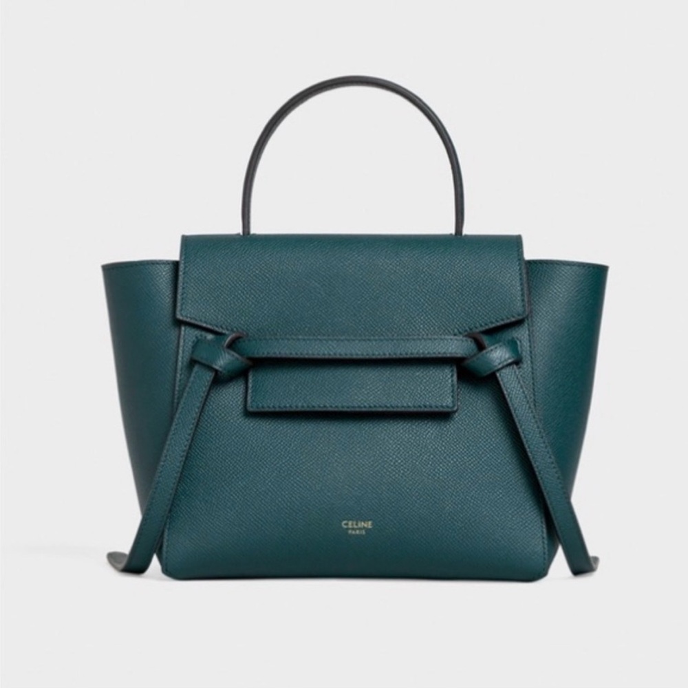Authentic Celine Dark Green Belt Bag Micro with gold hardware